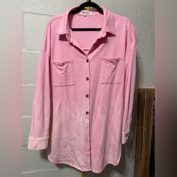 Peach Love California Tops - Pink Button-Up Shirt